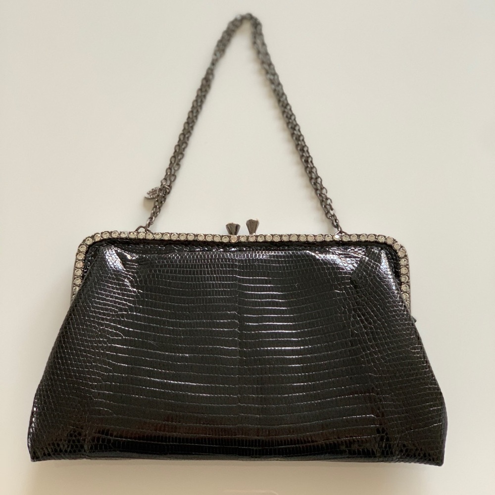 Clara Kasavina black python crystal bag new